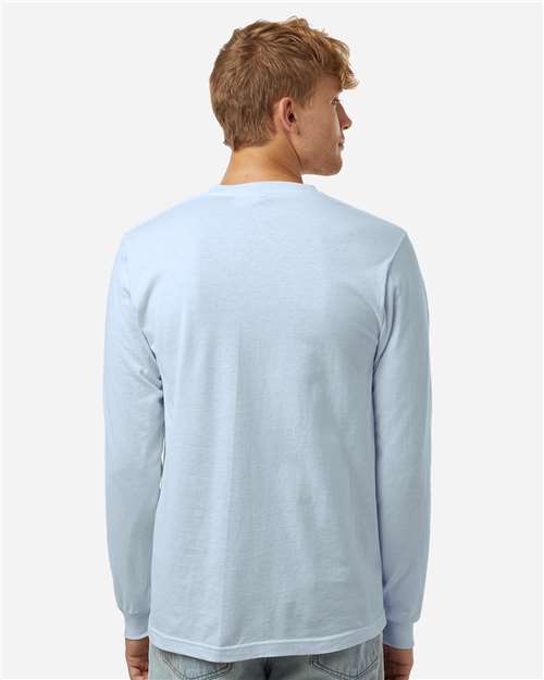 Tultex 202LS Unisex Fine Jersey Long Sleeve T-Shirt - Baby Blue - model back
