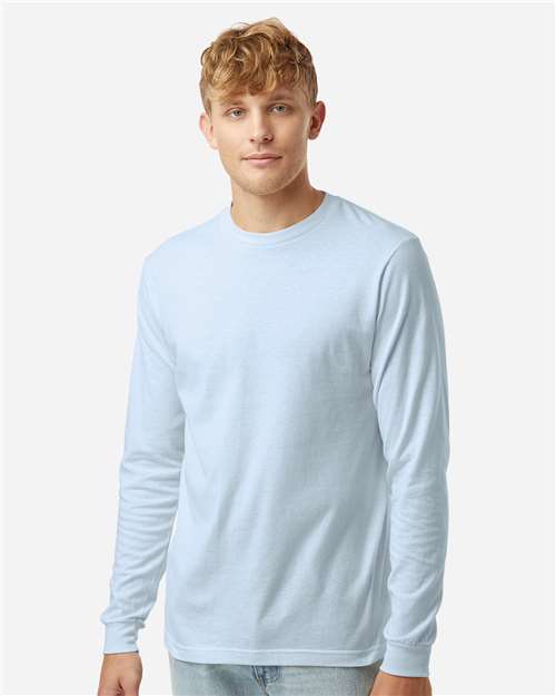 Tultex 202LS Unisex Fine Jersey Long Sleeve T-Shirt - Baby Blue - model front