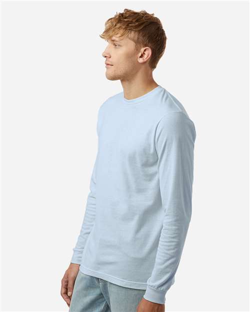 Tultex 202LS Unisex Fine Jersey Long Sleeve T-Shirt - Baby Blue - model side