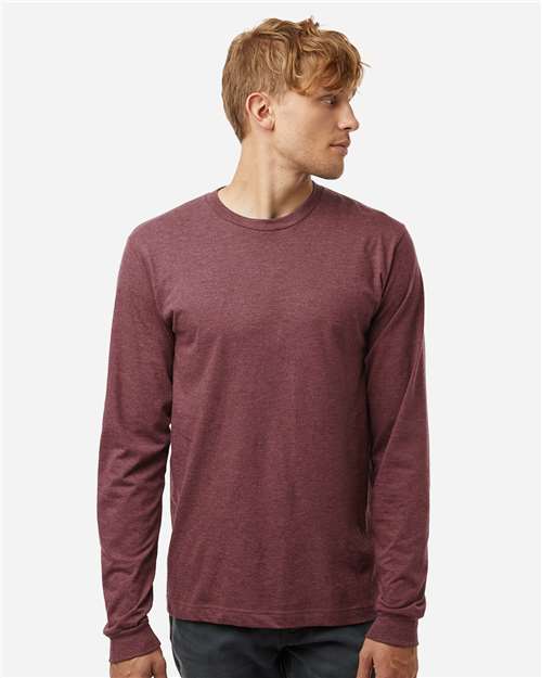Tultex 202LS Unisex Fine Jersey Long Sleeve T-Shirt - Heather Burgundy - model front