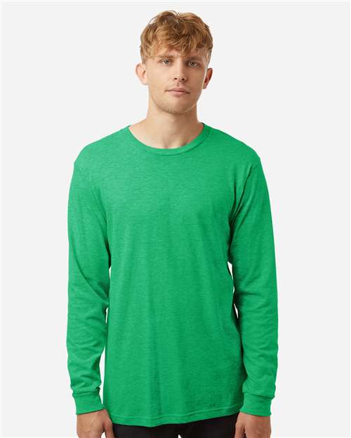 Tultex 202LS Unisex Fine Jersey Long Sleeve T-Shirt - Heather Kelly - model front