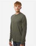 Tultex 202LS Unisex Fine Jersey Long Sleeve T-Shirt - Heather Military Green - model side