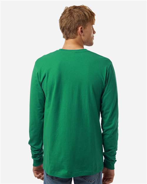Tultex 202LS Unisex Fine Jersey Long Sleeve T-Shirt - Kelly Green - model back