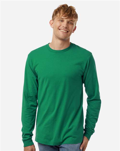Tultex 202LS Unisex Fine Jersey Long Sleeve T-Shirt - Kelly Green - model front