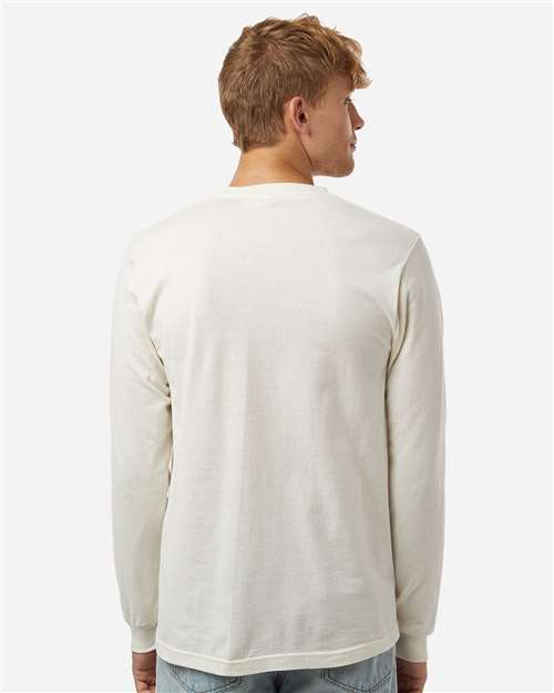 Tultex 202LS Unisex Fine Jersey Long Sleeve T-Shirt - Vintage White - model back