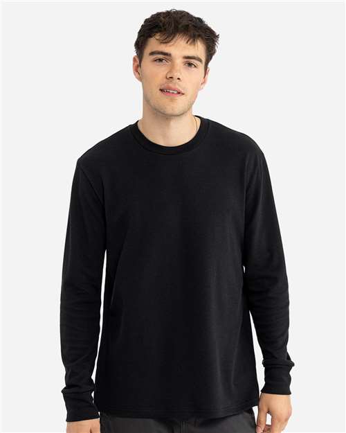 Next Level 8211 Unisex Ideal Thermal Long Sleeve T-Shirt - Black - model front