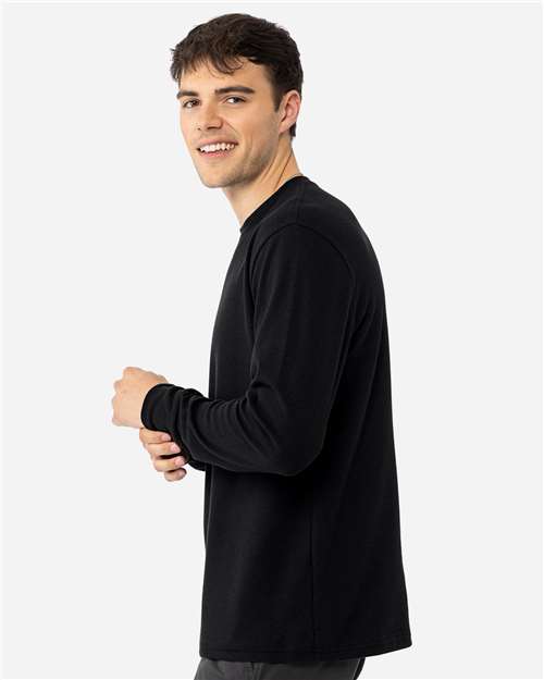 Next Level 8211 Unisex Ideal Thermal Long Sleeve T-Shirt - Black - model side