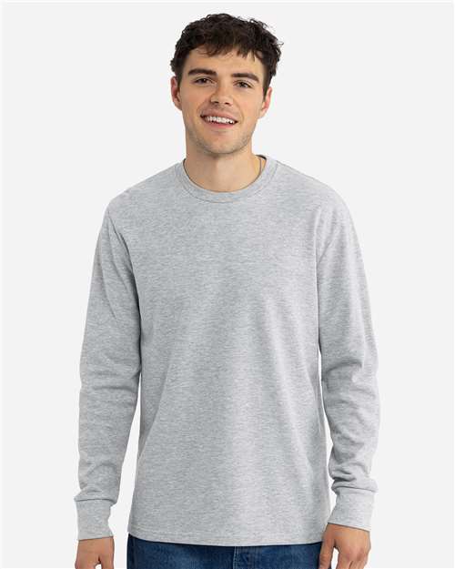 Next Level 8211 Unisex Ideal Thermal Long Sleeve T-Shirt - Heather Grey - model front