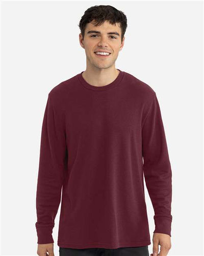 Next Level 8211 Unisex Ideal Thermal Long Sleeve T-Shirt - Maroon - model front