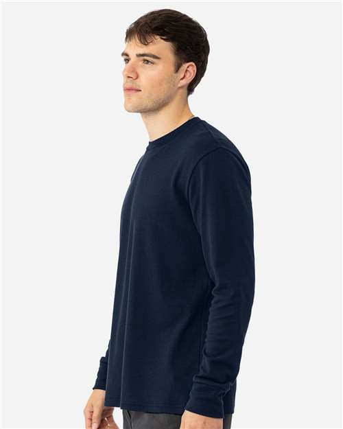 Next Level 8211 Unisex Ideal Thermal Long Sleeve T-Shirt - Midnight Navy - model side