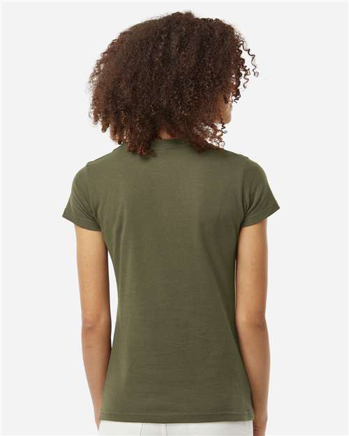 Tultex 213 Women's Fine Jersey Slim Fit T-Shirt - Military Green - model back