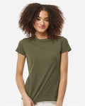Tultex 213 Women's Fine Jersey Slim Fit T-Shirt - Military Green - model front