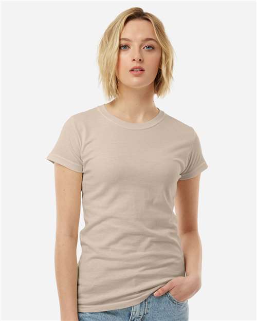 Tultex 213 Women's Fine Jersey Slim Fit T-Shirt - Sand - model front
