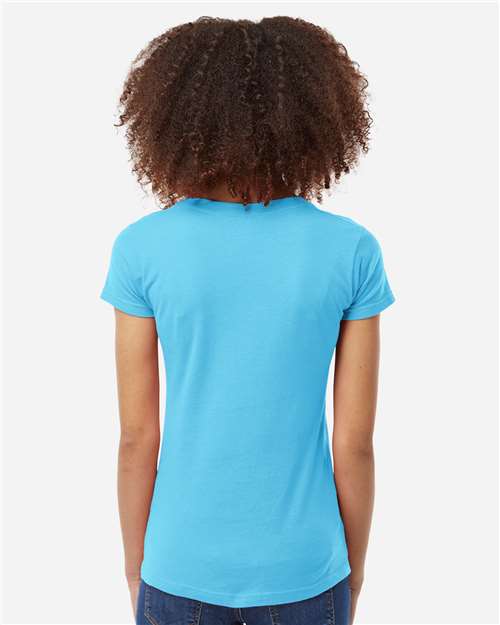 Tultex 214 Women's Fine Jersey V-Neck T-Shirt - Aqua - model back