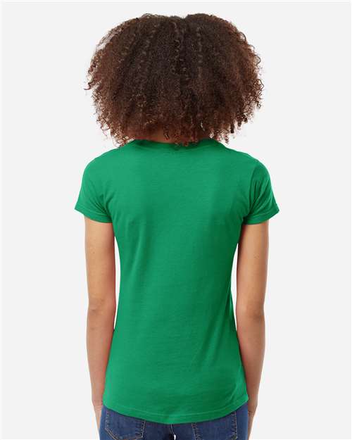 Tultex 214 Women's Fine Jersey V-Neck T-Shirt - Kelly Green - model back