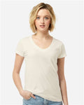Tultex 214 Women's Fine Jersey V-Neck T-Shirt - Natural - model front