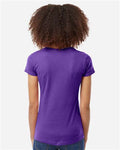 Tultex 214 Women's Fine Jersey V-Neck T-Shirt - Purple - model back