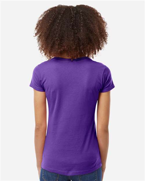 Tultex 214 Women's Fine Jersey V-Neck T-Shirt - Purple - model back