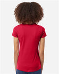 Tultex 214 Women's Fine Jersey V-Neck T-Shirt - Red - model back