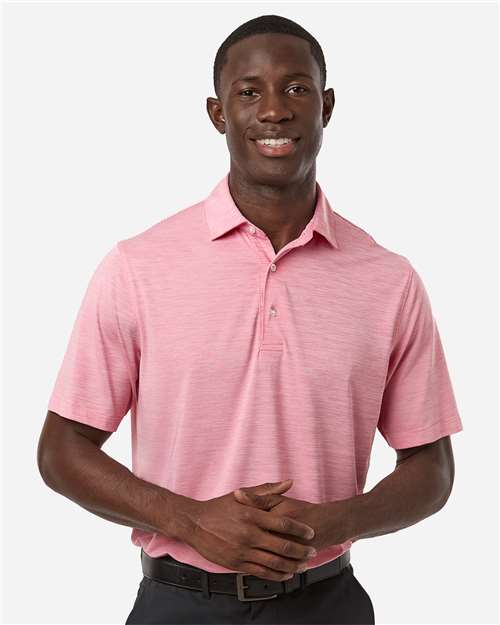 Paragon 162 Men's Bohemian Striped Heather Performance Polo - Red Heather - model front