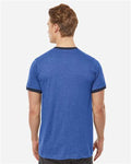Tultex 246 Unisex Fine Jersey Ringer T-Shirt - Heather Royal/ Navy - model back