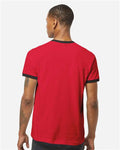 Tultex 246 Unisex Fine Jersey Ringer T-Shirt - Red/ Black - model back
