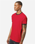 Tultex 246 Unisex Fine Jersey Ringer T-Shirt - Red/ Black - model side