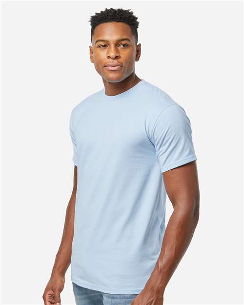Tultex 290 Unisex Heavyweight Jersey T-Shirt - Baby Blue - model side