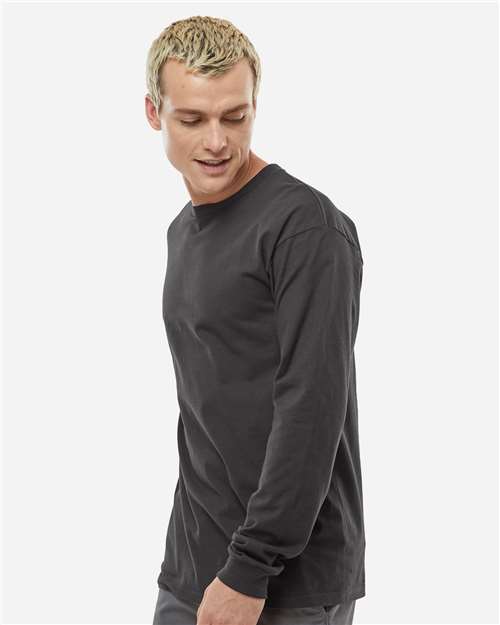 Tultex 291 Unisex Heavyweight Jersey Long Sleeve T-Shirt - Charcoal - model side