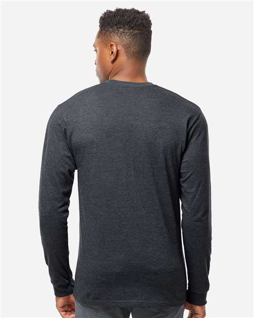 Tultex 291 Unisex Heavyweight Jersey Long Sleeve T-Shirt - Heather Graphite - model back