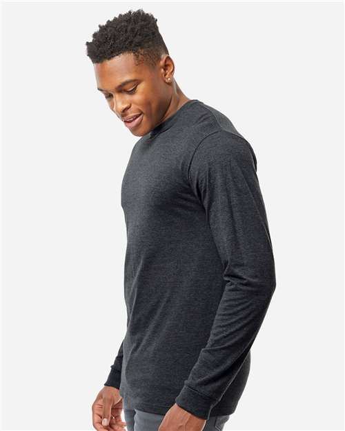 Tultex 291 Unisex Heavyweight Jersey Long Sleeve T-Shirt - Heather Graphite - model side