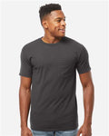 Tultex 293 Unisex Heavyweight Jersey Pocket T-Shirt - Charcoal - model front