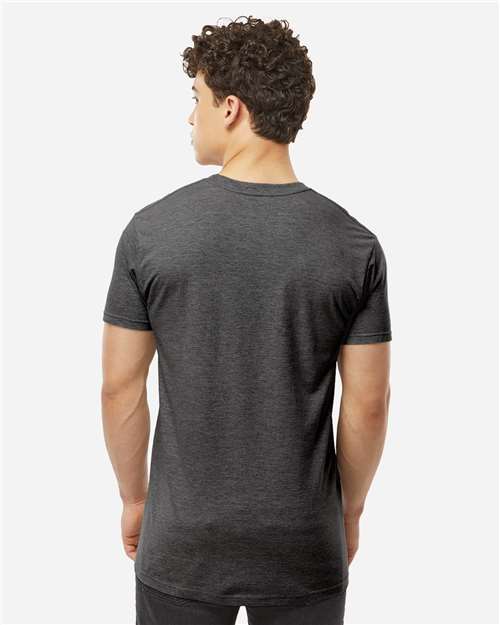 Tultex 293 Unisex Heavyweight Jersey Pocket T-Shirt - Heather Charcoal - model back