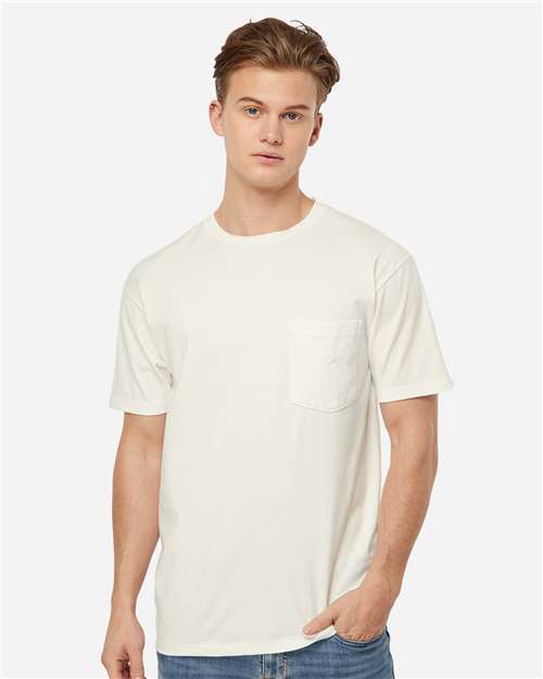 Tultex 293 Unisex Heavyweight Jersey Pocket T-Shirt - Natural - model front