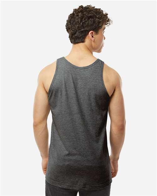 Tultex S105 Unisex Fine Jersey Tank Top - Heather Charcoal - model back