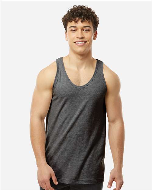 Tultex S105 Unisex Fine Jersey Tank Top - Heather Charcoal - model front