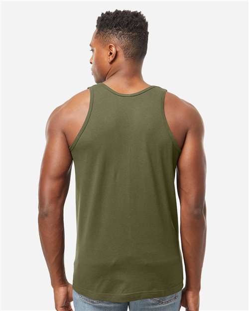 Tultex S105 Unisex Fine Jersey Tank Top - Military Green - model back