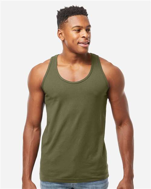 Tultex S105 Unisex Fine Jersey Tank Top - Military Green - model front