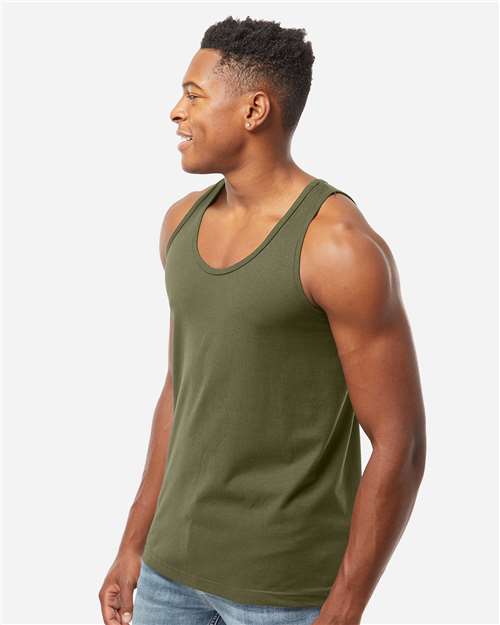 Tultex S105 Unisex Fine Jersey Tank Top - Military Green - model side