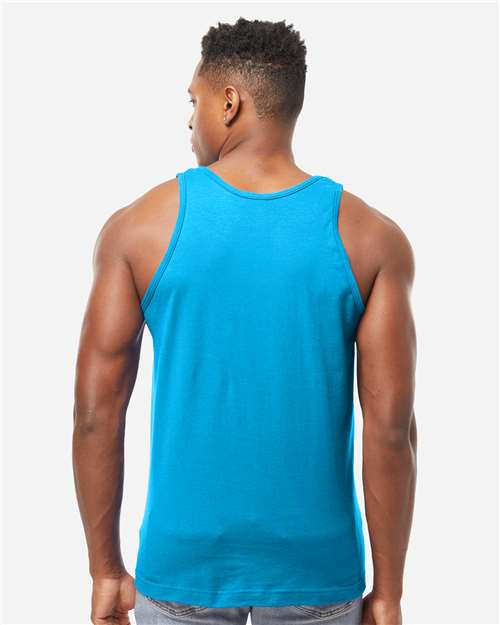 Tultex S105 Unisex Fine Jersey Tank Top - Turquoise - model back