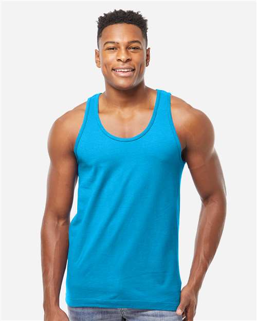 Tultex S105 Unisex Fine Jersey Tank Top - Turquoise - model front