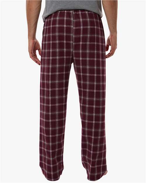Boxercraft BM6624 Men's Harley Flannel Pants - Varsity Maroon Oxford Plaid - model back