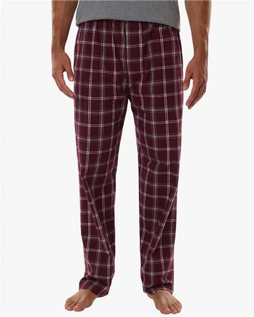 Boxercraft BM6624 Men's Harley Flannel Pants - Varsity Maroon Oxford Plaid - model front