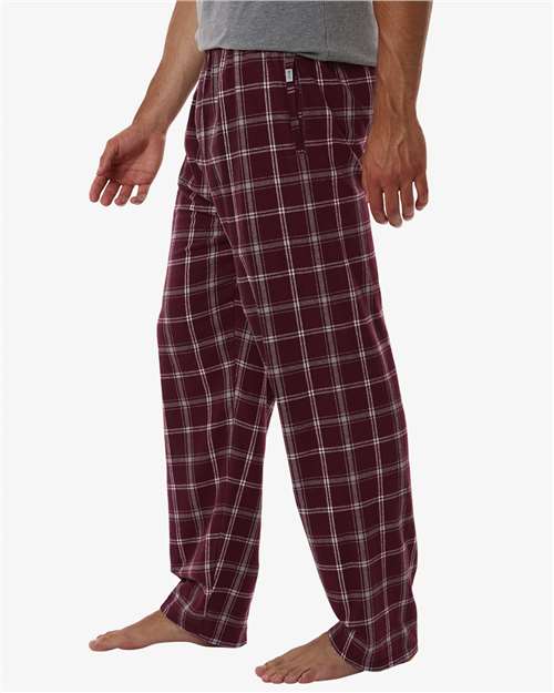 Boxercraft BM6624 Men's Harley Flannel Pants - Varsity Maroon Oxford Plaid - model side