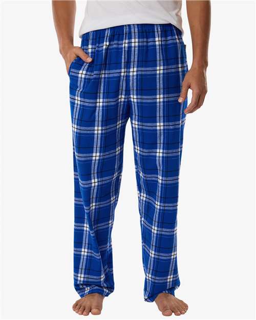 Boxercraft BM6624 Men's Harley Flannel Pants - Electric Royal Carnegie Plaid  - model front