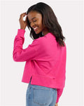 Boxercraft BW5102 Women's Ribbed Knit Cropped Boxy Crew - Cosmic Pink - model back