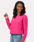 Boxercraft BW5102 Women's Ribbed Knit Cropped Boxy Crew - Cosmic Pink - model front