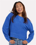 Boxercraft BW5102 Women's Ribbed Knit Cropped Boxy Crew - Electric Royal - model front