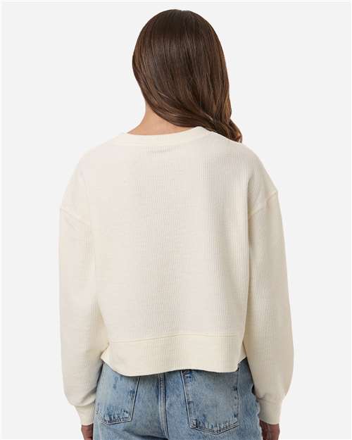 Boxercraft BW5102 Women's Ribbed Knit Cropped Boxy Crew - Natural - model back