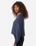 Boxercraft BW5102 Women's Ribbed Knit Cropped Boxy Crew - Navy - model side